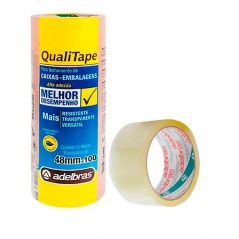 Fita Adesiva Transparente 48X100M Qualitape Adelbras (Pct c/ 5 Rolos)